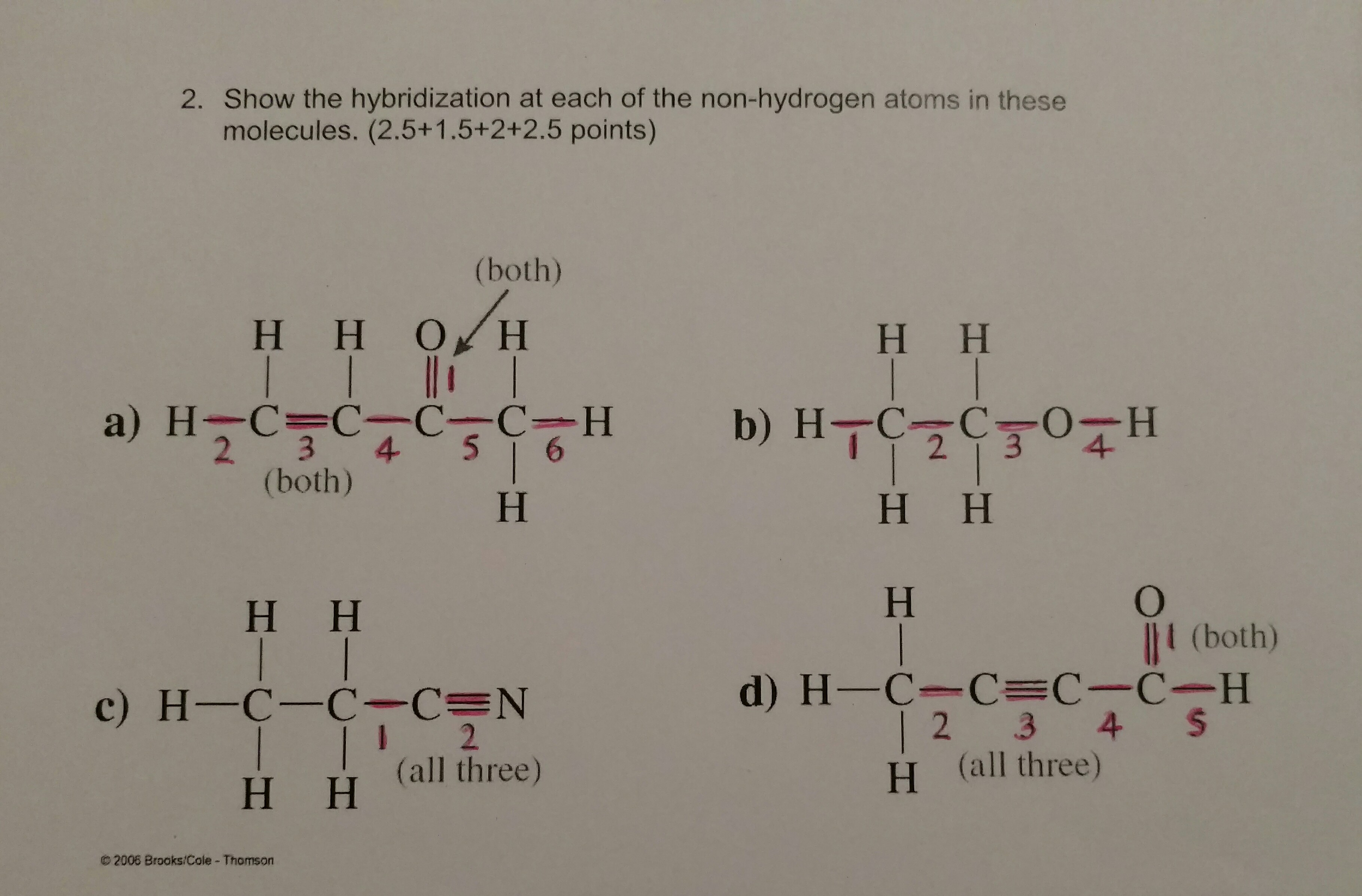 Solved Show The Hybridization Of Each Of The Non-hydrogen | Chegg.com