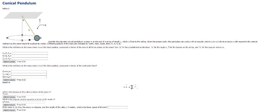 Solved Consider the depicted conical pendulum: a mass m on | Chegg.com