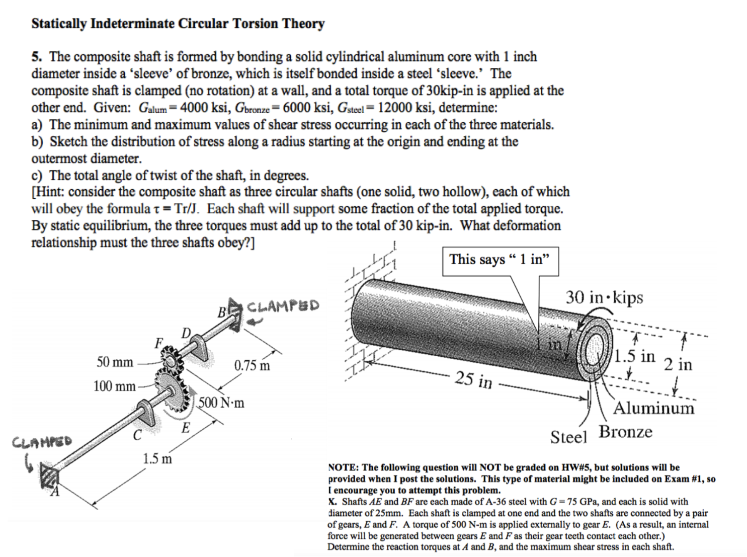 Solved Statically Indeterminate Circular Torsion Theory 5 8851