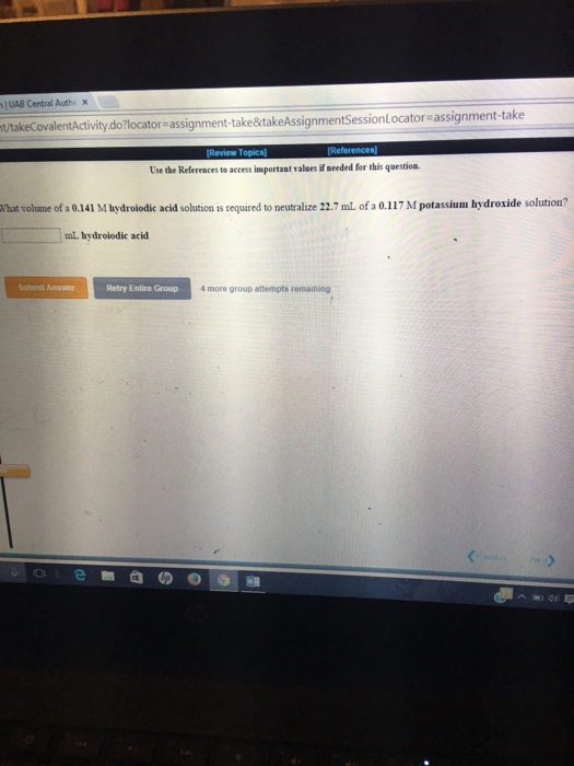 Solved What Volume Of A 0 141 M Hydroiodic Acid Solution Is Chegg