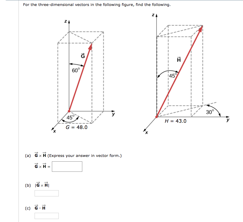 Solved For the three-dimensional vectors in the following | Chegg.com