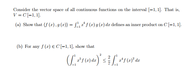 Solved Consider the vector space of all continuous functions | Chegg.com