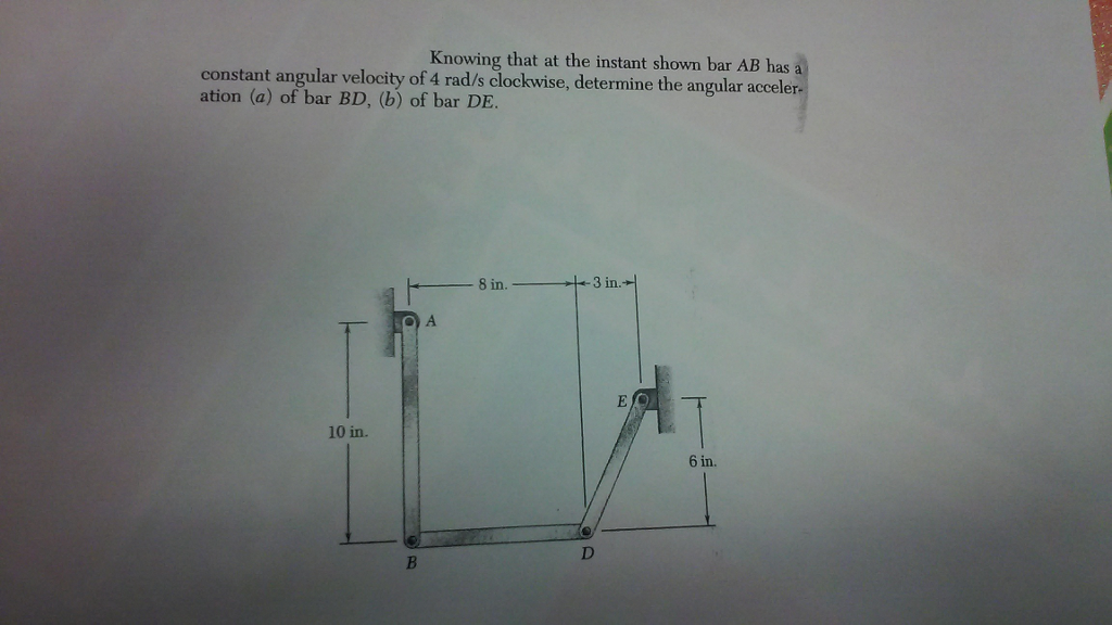 Solved Knowing that at the instant shown bar AB has a | Chegg.com