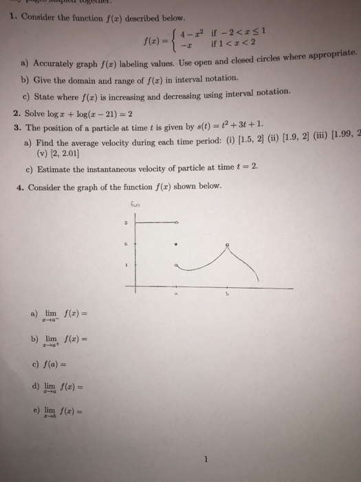 Solved Consider The Function F X Described Below F X