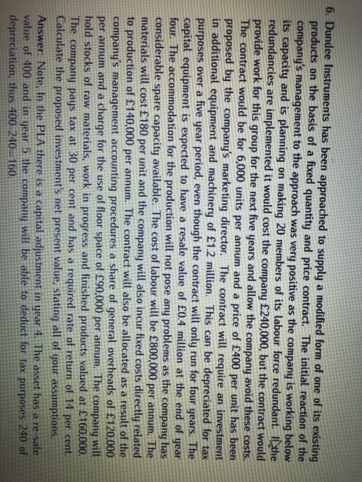 Solved Dundee Instruments has been approached to supply a