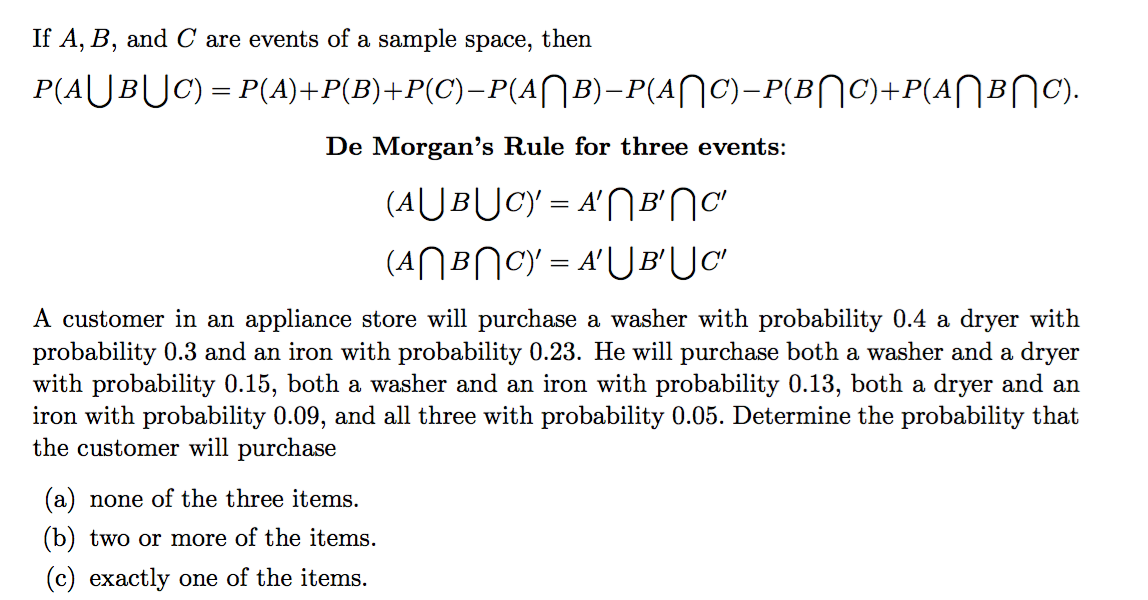 Solved If A B and C are events of a sample space then Chegg