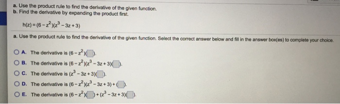 Use The Product Rule To Find The Derivative Of The Given Function