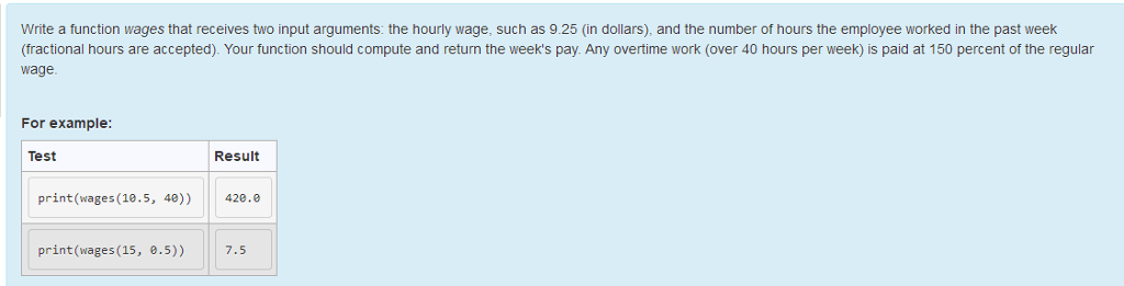 Solved Write a function wages that receives two input | Chegg.com