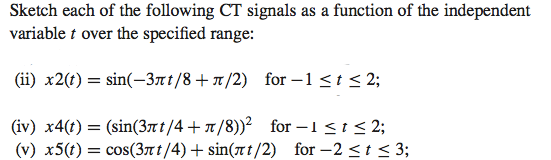 Solved Sketch each of the following CT signals as a function | Chegg.com