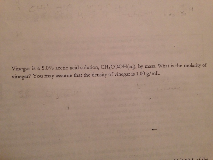 Solved Vinegar is a 5.0 acetic acid solution, CH3COOH(aq),