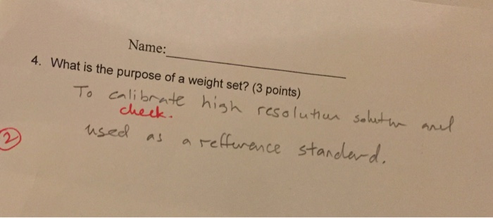 Solved What Is The Purpose Of A Weight Set Chegg