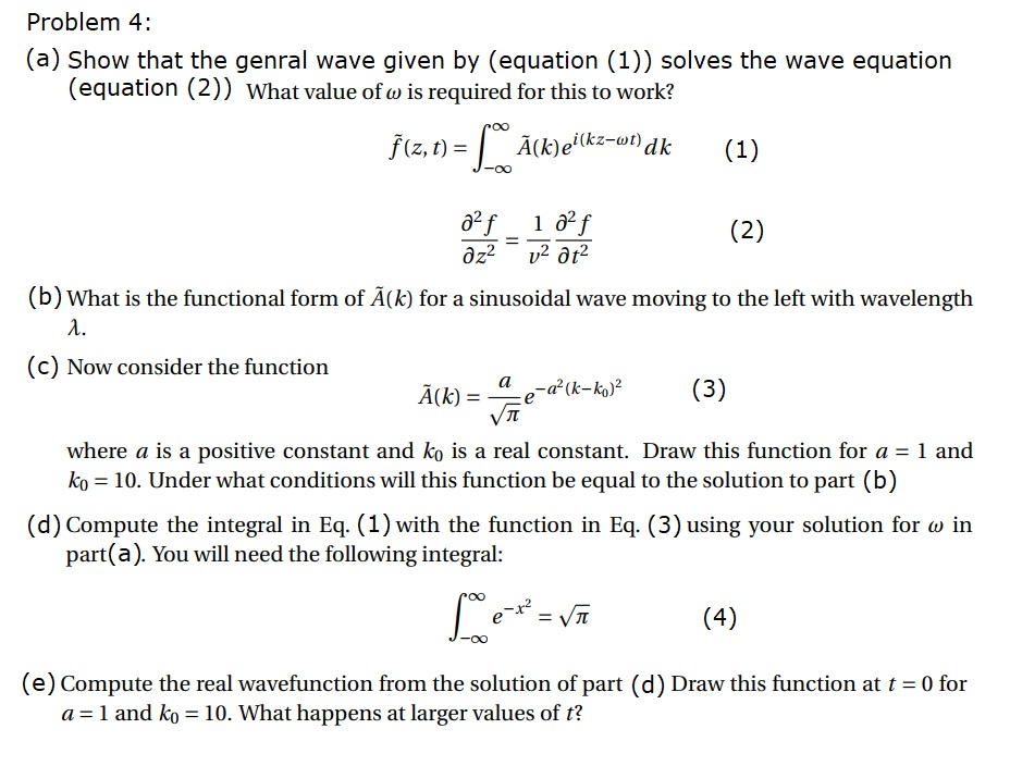 Solved Problem 4: (a) Show that the genral wave given by | Chegg.com