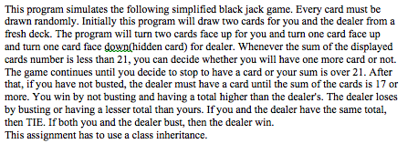 C++ programming*: BlackJack game ***C++ Programming! | Chegg.com