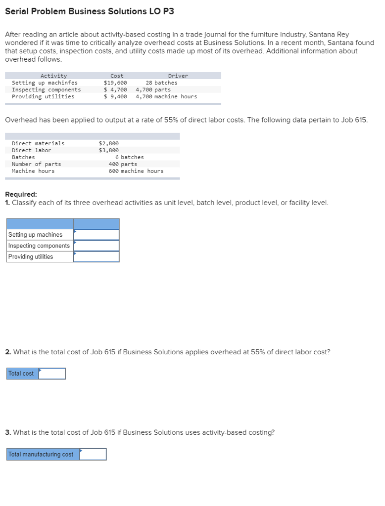 Solved after reading an article about activitybased costing