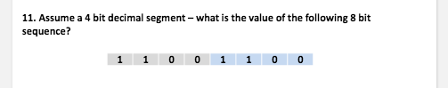 Solved Assume a 4 bit decimal segment - what is the value of | Chegg.com