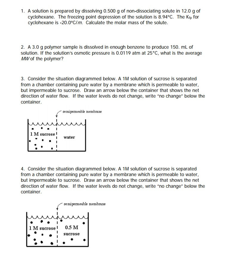 Solved 1. A solution is prepared by dissolving 0.500 g of | Chegg.com