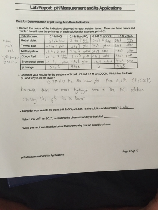 lab measuring ph assignment lab report brainly