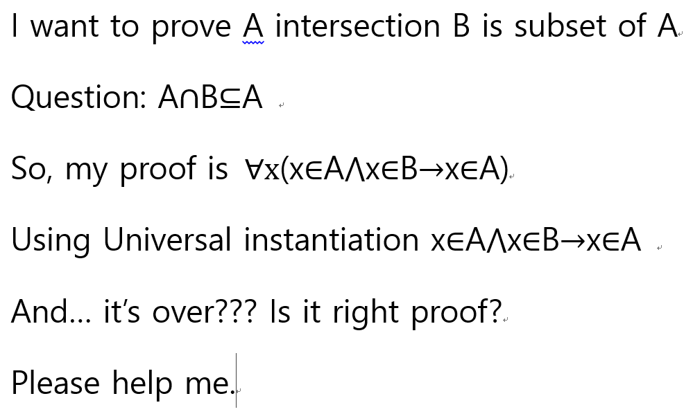 Solved I Want To Prove A Intersection B Is Subset Of A | Chegg.com