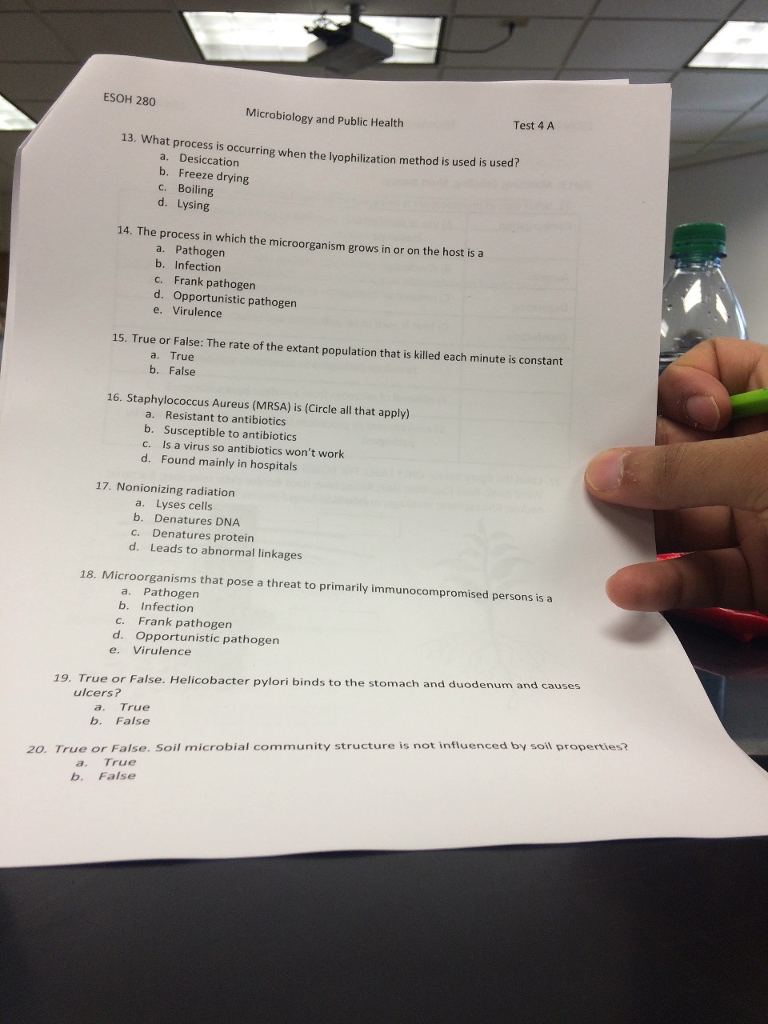 Solved ESOH 280 Microbiology and Public Health Test 4 A 13.