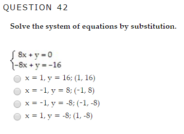 Solved QUESTION 42 Solve the system of equations by | Chegg.com