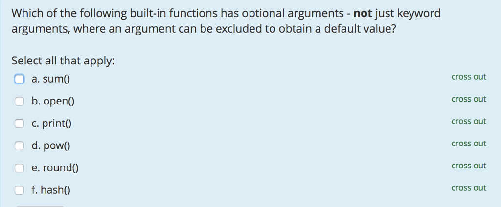 Solved Which of the following built-in functions has | Chegg.com
