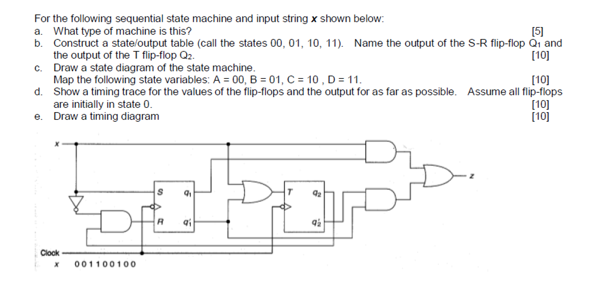 Solved For the following sequential state machine and input | Chegg.com