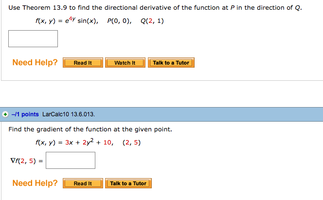 Solved Use Theorem 13 9 To Find The Directional Derivative