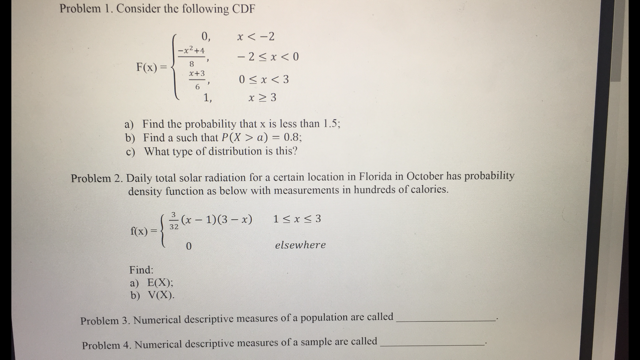 Solved Consider the following CDF Find the probability that | Chegg.com
