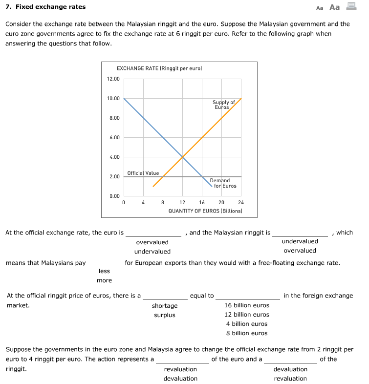 Solved 7. Fixed exchange rates Aa Aa Consider the exchange  Chegg.com