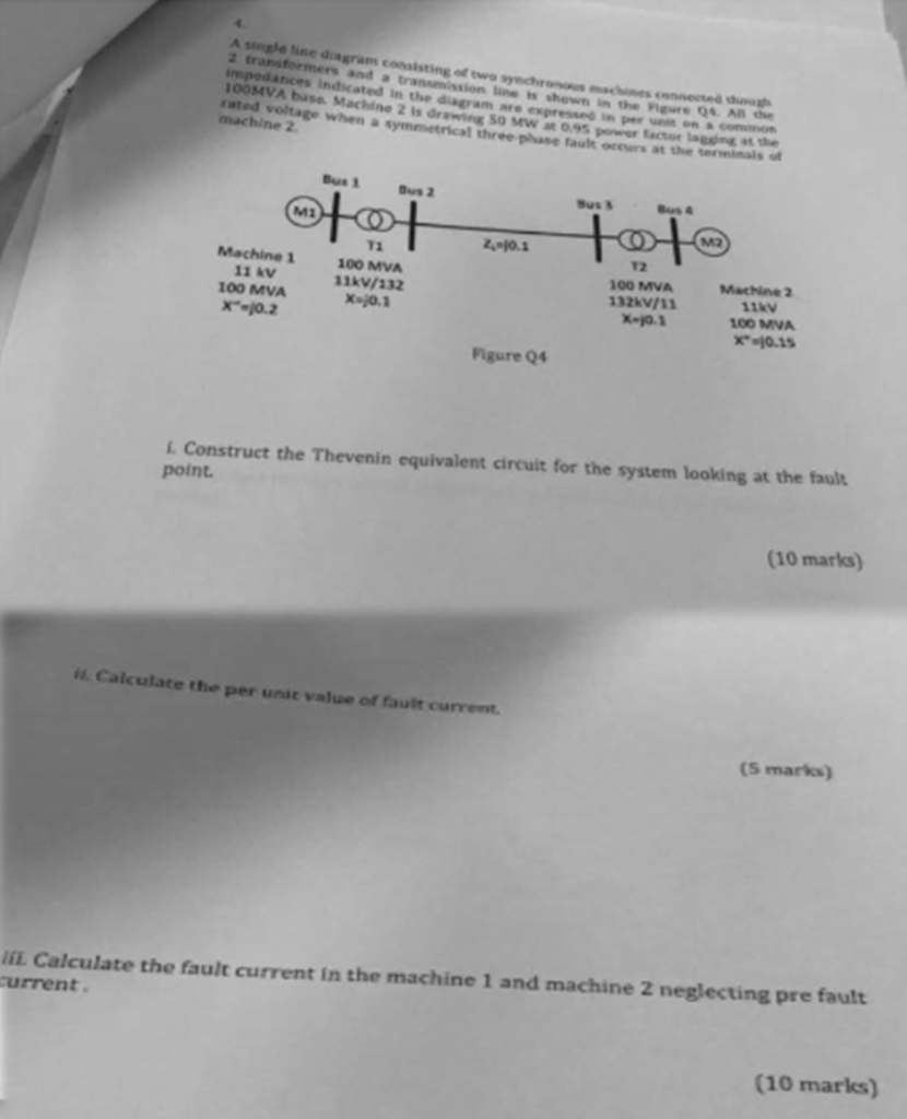 Solved A Single Line Diagram Consisting Of Two Syechronous M Chegg