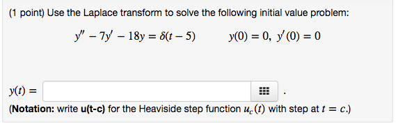 Solved (Impulse Function) Use the Laplace transform to solve | Chegg.com
