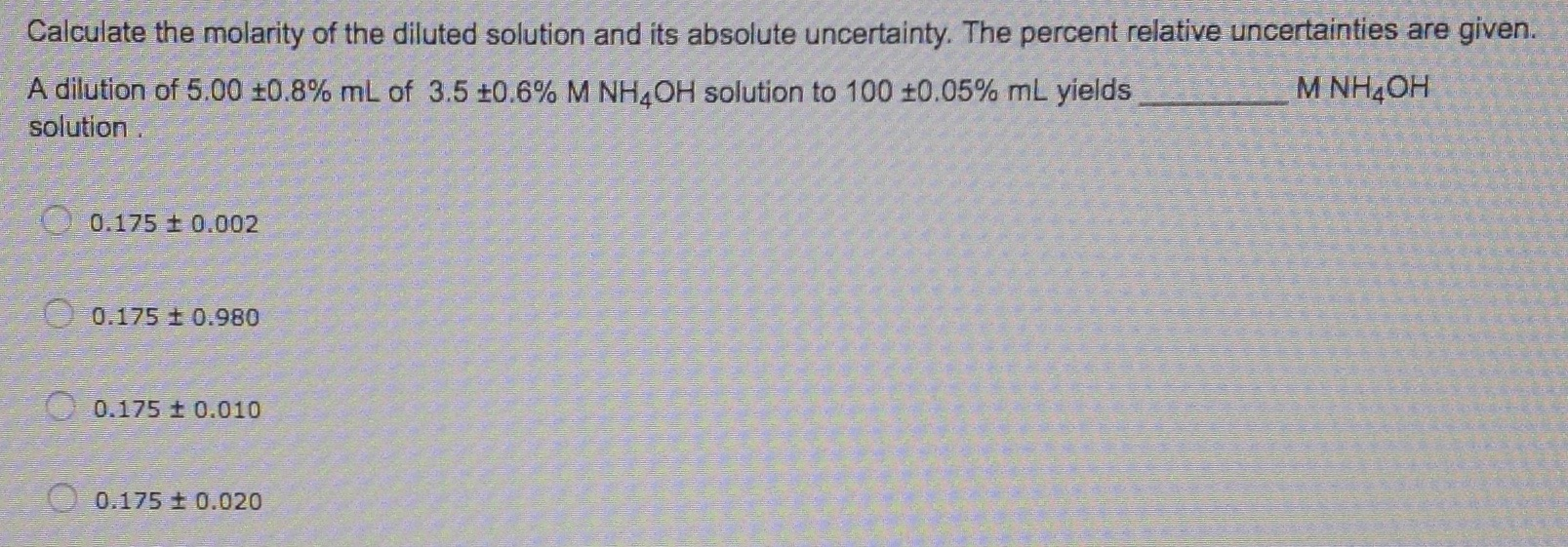 calculate the molarity of the diluted solution