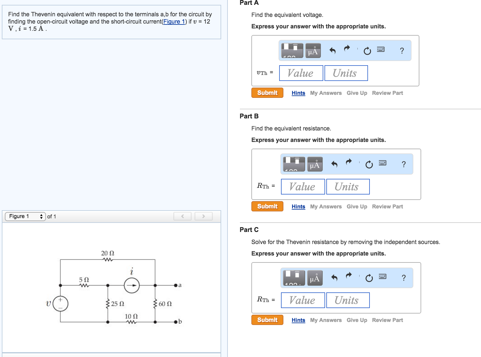 Solved Find the Thevenin equivalent with respect to the | Chegg.com