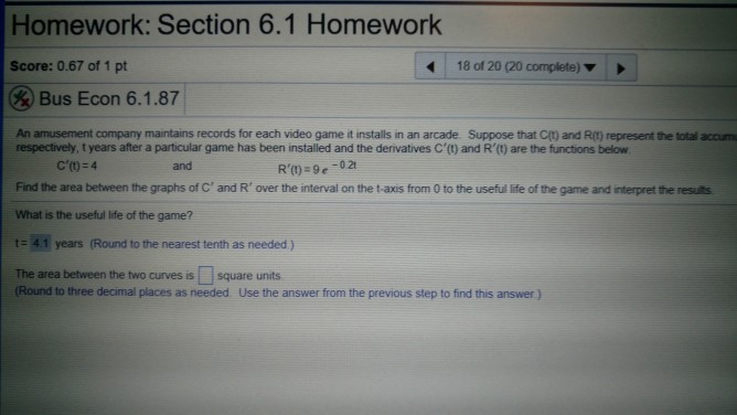 Solved Homework: Section 6.1 Homework Score: 0.67 of 1 pt 18 | Chegg.com