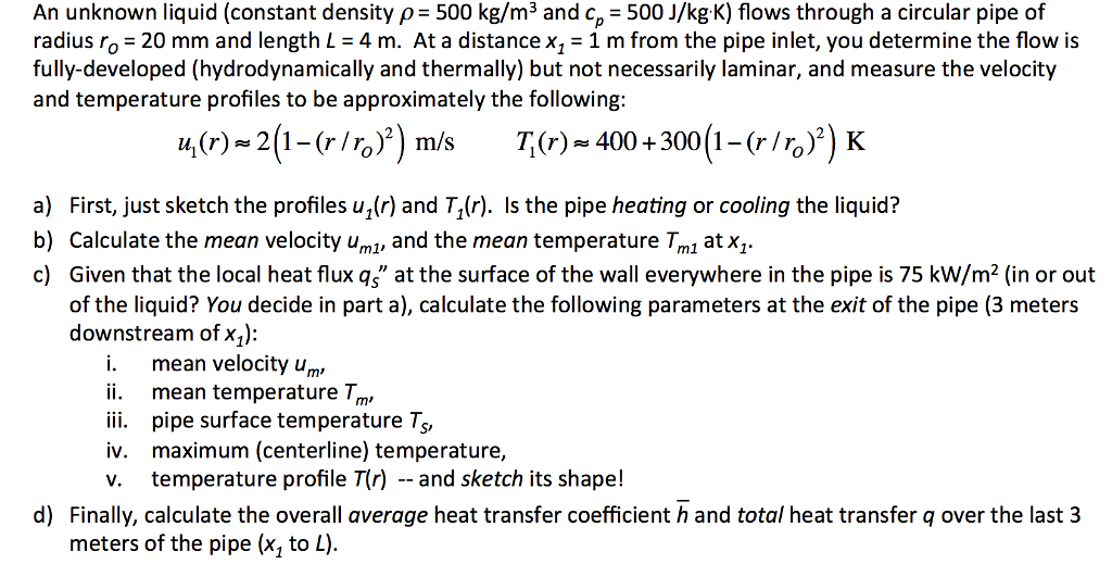 Solved An unknown liquid (constant density ρ= 500 kg/m3 and | Chegg.com