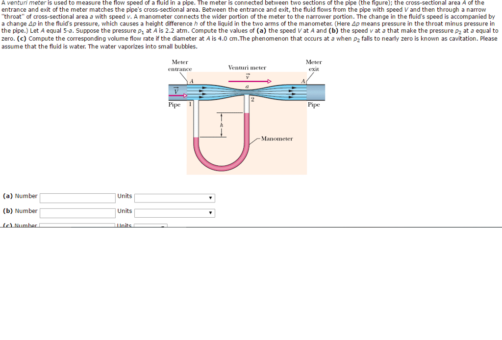Solved A venturi meter is used to measure the flow speed of | Chegg.com