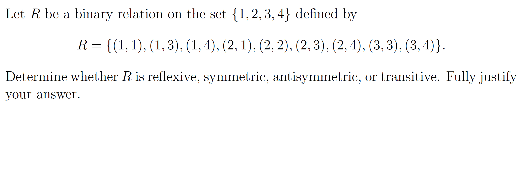 Solved Let R Be A Binary Relation On The Set 1 23 4 5626