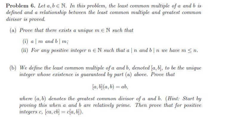 Solved Let a,b epsilon N. In this problem, the least common | Chegg.com