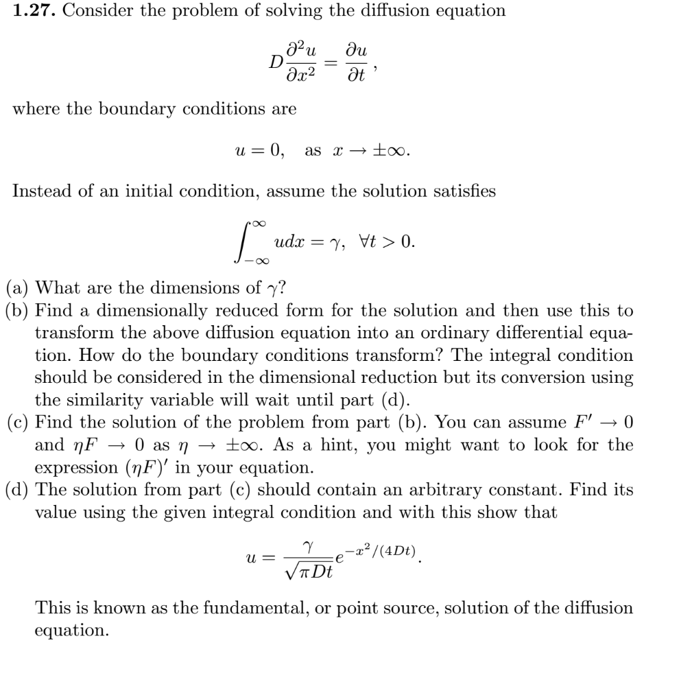 Consider the problem of solving the diffusion | Chegg.com