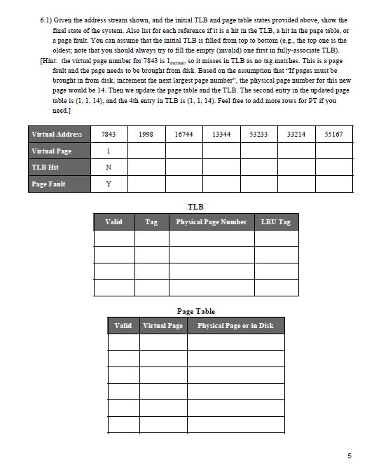 Solved Problem 6 (20 Pts) Virtual Memory Uses A Page Table 