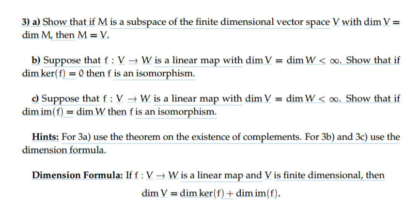 Solved 3 a Show that if M is a subspace of the finite Chegg