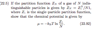 Solved If the partition function Zn of a gas of N ... is | Chegg.com