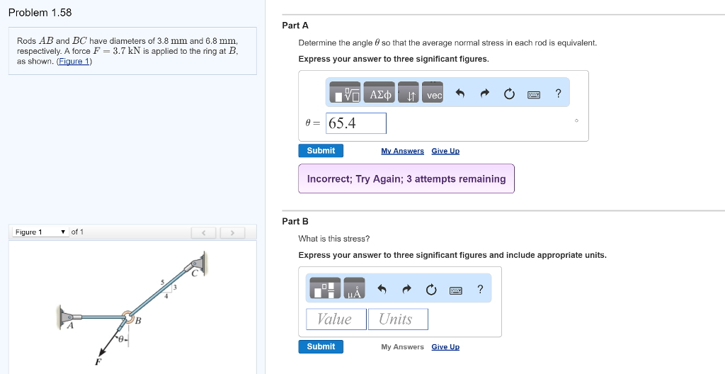 Solved Rods AB and BC have diameters of 3.8 mm and 6.8 mm, | Chegg.com ...