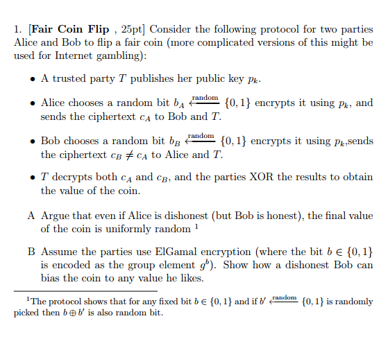 Consider The Following Protocol For Two Parties Alice | Chegg.com