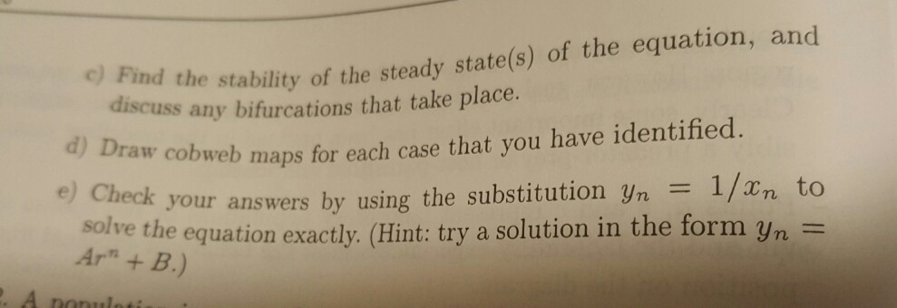 Solved 1.1. Consider the nonlinear equation for population | Chegg.com