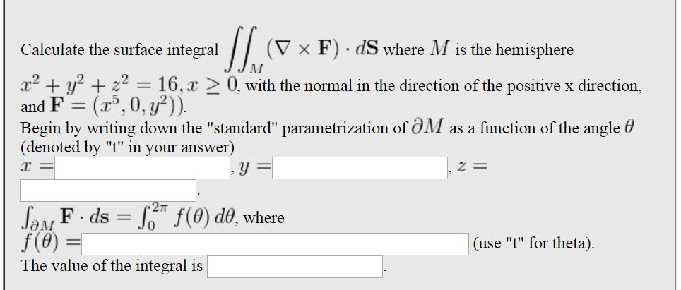 Solved Calculate The Surface Integral Where M Is The