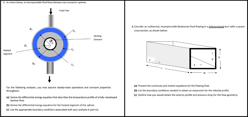 Solved 1. As shown below, an incompressible fluid flows | Chegg.com