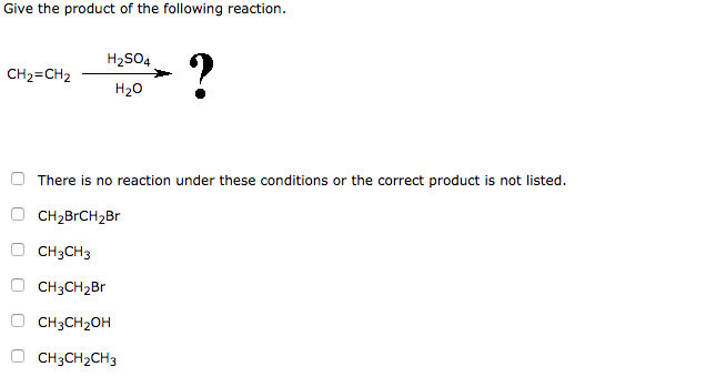 Solved Give The Product Of The Following Reaction. H2SO4 H20 | Chegg.com