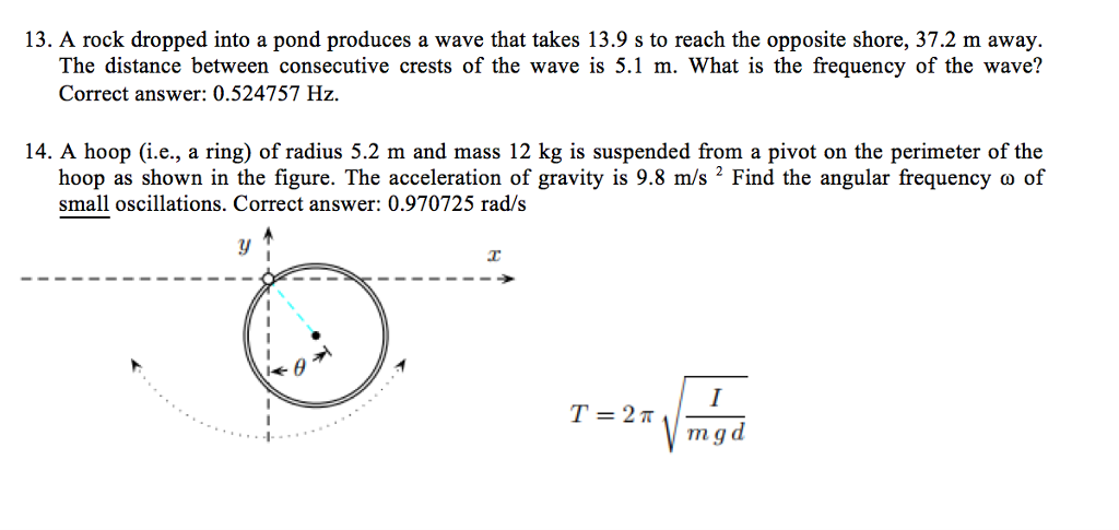 solved-13-a-rock-dropped-into-a-pond-produces-a-wave-that-chegg