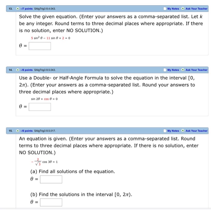 Solved Solve the given equation. (Enter your answers as a | Chegg.com